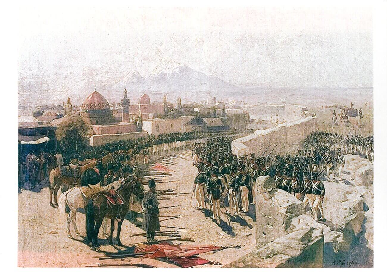 Взятие Эривани российскими войсками. 1827 г. Художник Ф.А. Рубо.